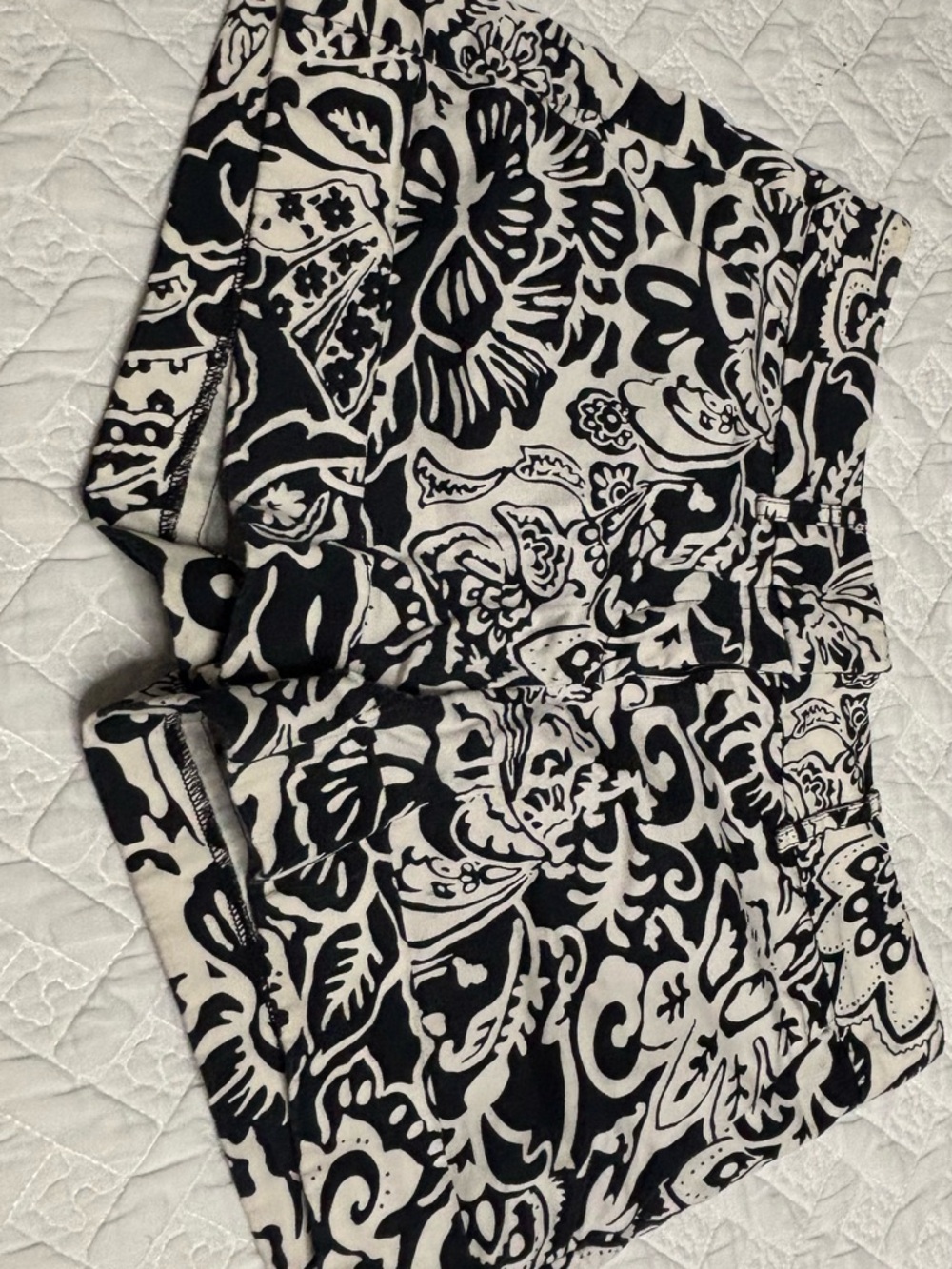 New York & Company Black and White Printed Bermuda Shorts